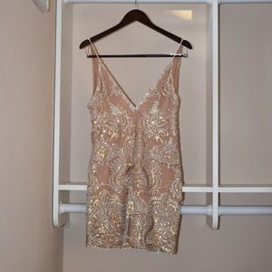 Free People Night Shimmers Mini Dress in Ivory